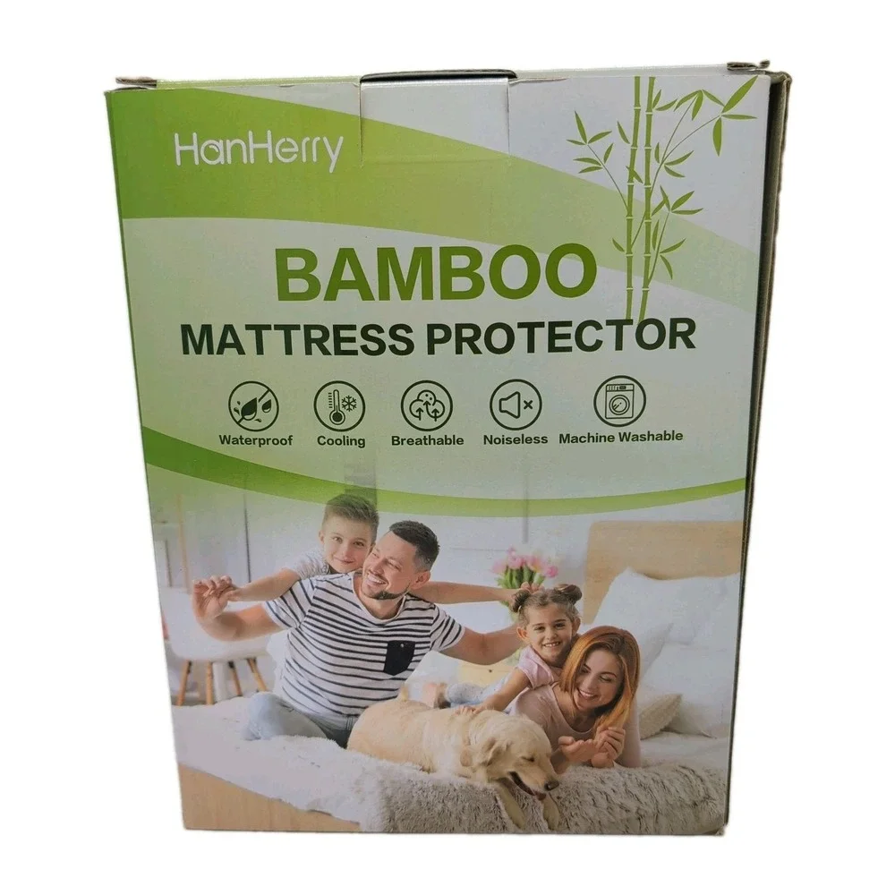 Bamboo Mattress Protector Deep Pocket Waterproof Breathable Queen Sz Bed Cover